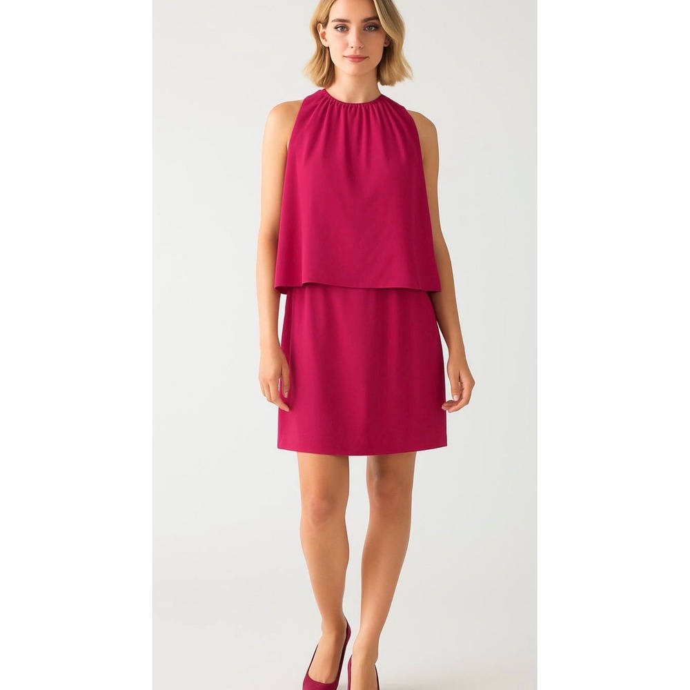 CYNTHIA STEFFE Camilla Sleeveless Crepe Popover DRESS SIZE 4 $228 PINK